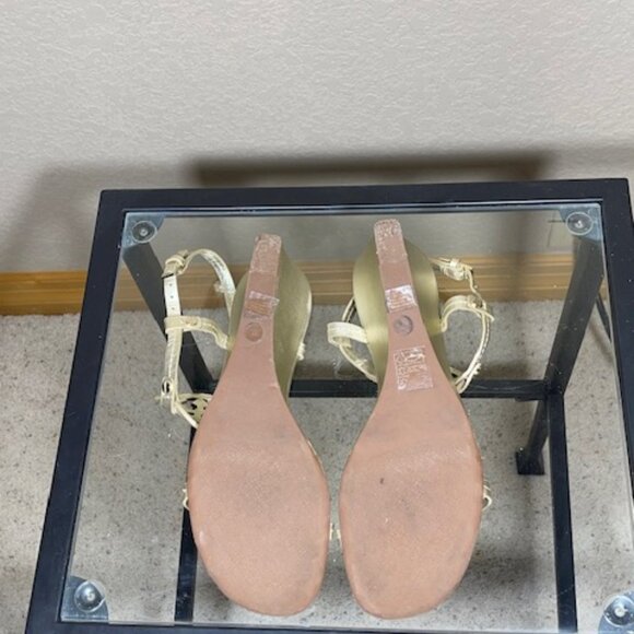 Tory Burch Gold Wedge Sandals, Size 9 - Picture 3 of 4